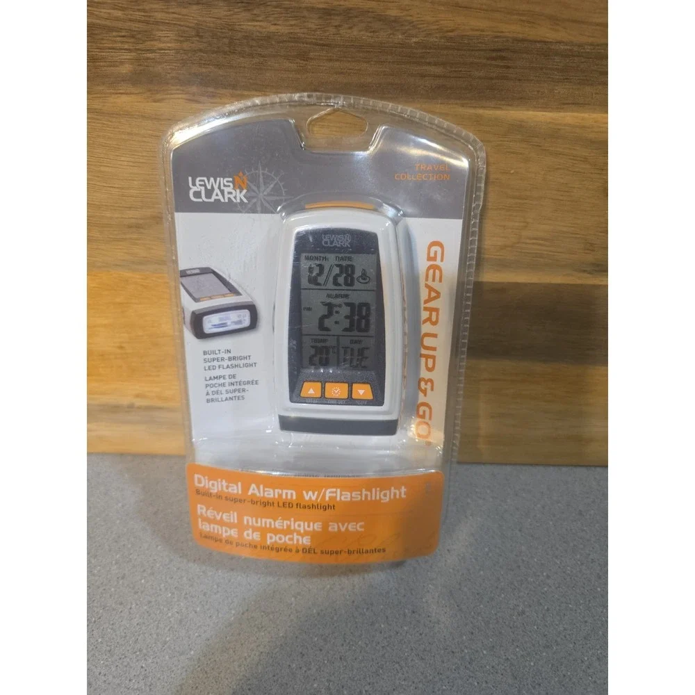 Lewis N. Clark Gear Up & Go Digital Alarm Clock Temp Snooze LED Flashlight
